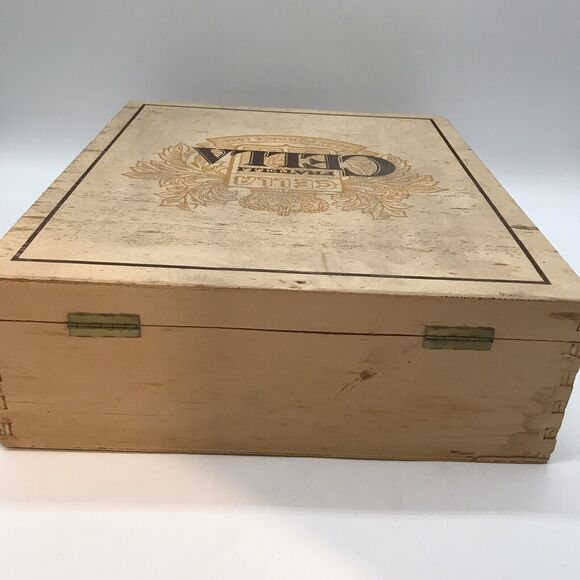 Vintage Cella Fratelli Wooden Wine Bottle Carrier Box Rope Handle Bronze Clasps - Picture 10 of 12